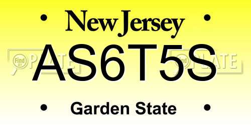 AS6T5S New Jersey License Plate