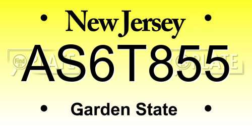 AS6T855 New Jersey License Plate