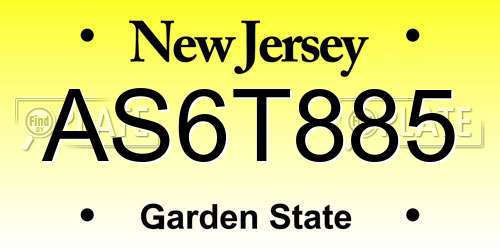 AS6T885 New Jersey License Plate