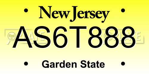 AS6T888 New Jersey License Plate