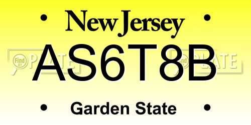 AS6T8B New Jersey License Plate