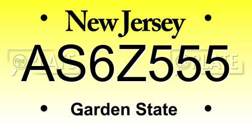 AS6Z555 New Jersey License Plate