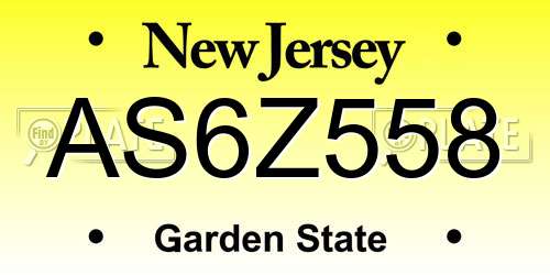 AS6Z558 New Jersey License Plate