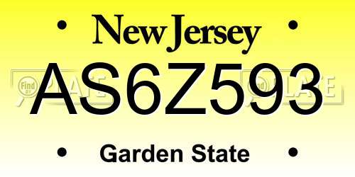 AS6Z593 New Jersey License Plate