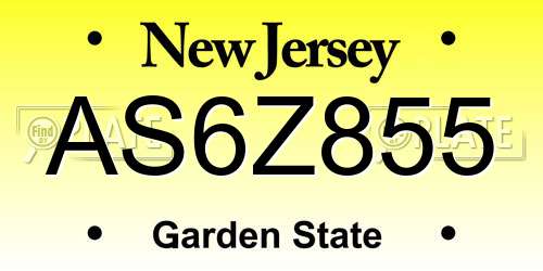 AS6Z855 New Jersey License Plate