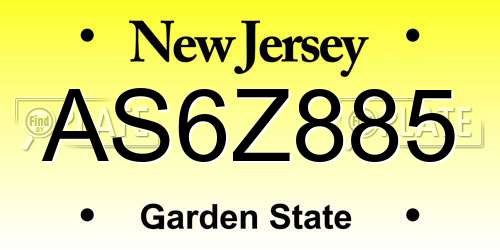 AS6Z885 New Jersey License Plate