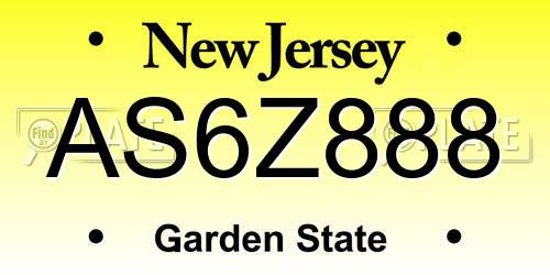 AS6Z888 New Jersey License Plate