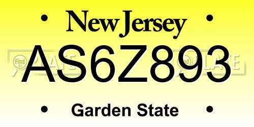 AS6Z893 New Jersey License Plate