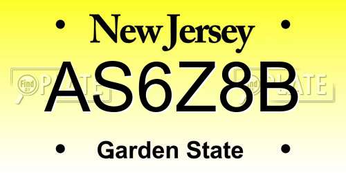 AS6Z8B New Jersey License Plate