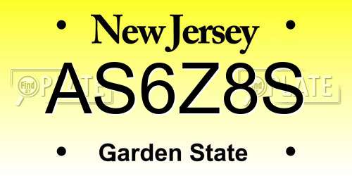 AS6Z8S New Jersey License Plate