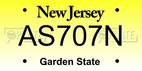 AS707N New Jersey License Plate