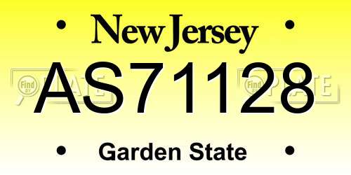 AS71128 New Jersey License Plate