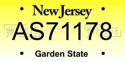 AS71178 New Jersey License Plate