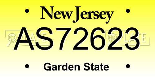 AS72623 New Jersey License Plate