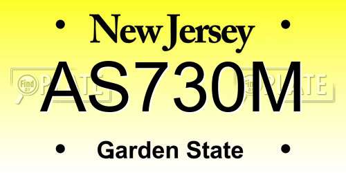 AS730M New Jersey License Plate