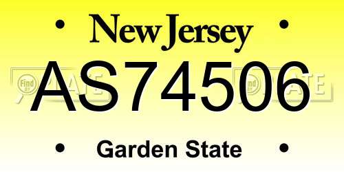 AS74506 New Jersey License Plate