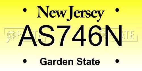 AS746N New Jersey License Plate
