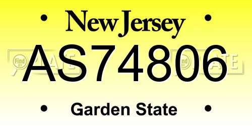 AS74806 New Jersey License Plate