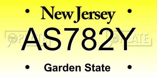 AS782Y New Jersey License Plate