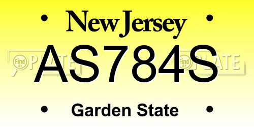 AS784S New Jersey License Plate