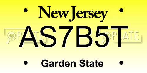 AS7B5T New Jersey License Plate