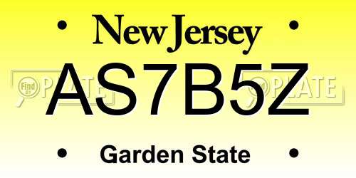 AS7B5Z New Jersey License Plate