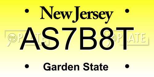 AS7B8T New Jersey License Plate