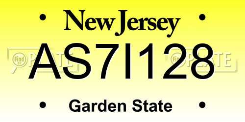 AS7I128 New Jersey License Plate