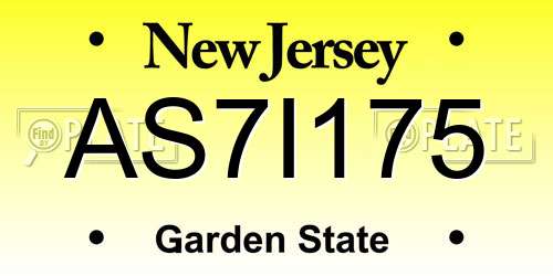 AS7I175 New Jersey License Plate
