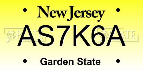 AS7K6A New Jersey License Plate