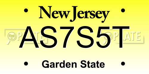 AS7S5T New Jersey License Plate