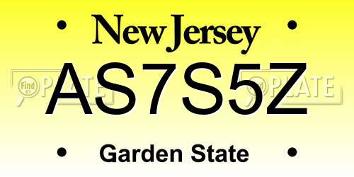 AS7S5Z New Jersey License Plate