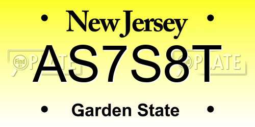 AS7S8T New Jersey License Plate