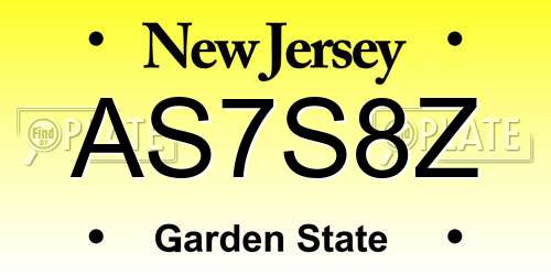 AS7S8Z New Jersey License Plate