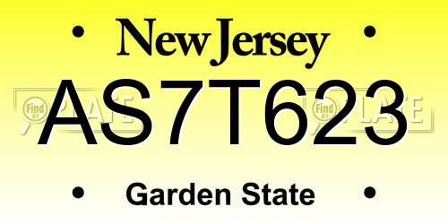 AS7T623 New Jersey License Plate
