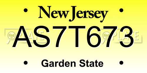 AS7T673 New Jersey License Plate