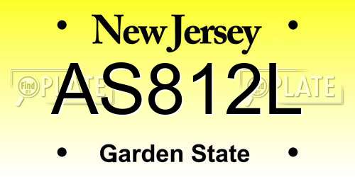 AS812L New Jersey License Plate