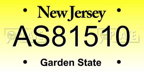 AS81510 New Jersey License Plate