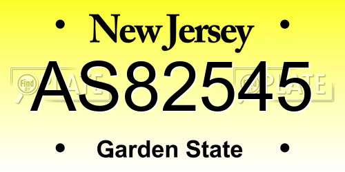 AS82545 New Jersey License Plate