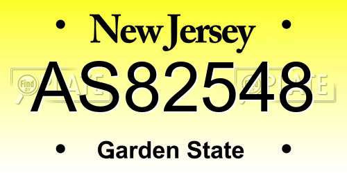 AS82548 New Jersey License Plate
