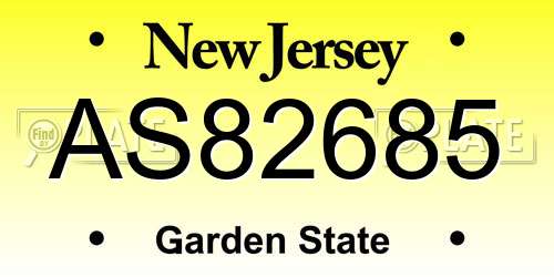 AS82685 New Jersey License Plate