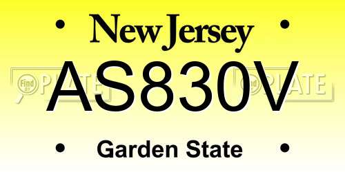 AS830V New Jersey License Plate