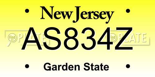 AS834Z New Jersey License Plate