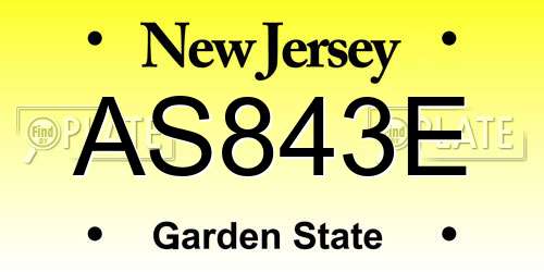 AS843E New Jersey License Plate