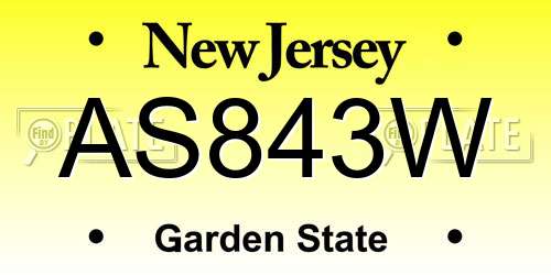 AS843W New Jersey License Plate