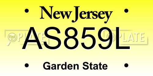 AS859L New Jersey License Plate