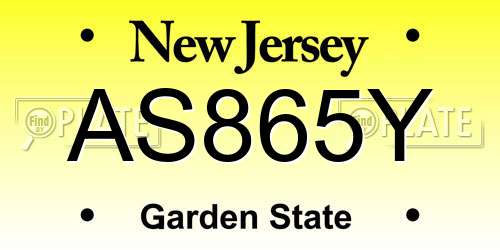 AS865Y New Jersey License Plate