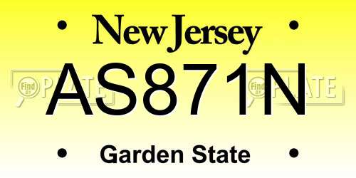 AS871N New Jersey License Plate