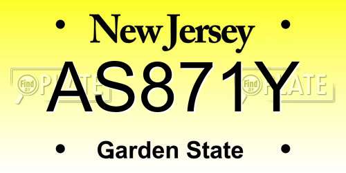 AS871Y New Jersey License Plate
