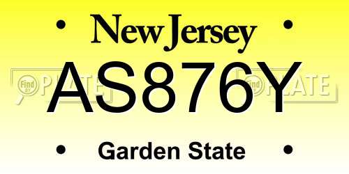 AS876Y New Jersey License Plate